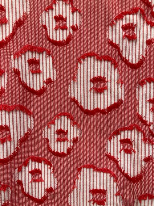 bulle de savon（ビュル デ サボン）bulle de savon (ビュル デ サボン) hana×stripe V neck ワンピース レッド サイズ:SIZE Freeの古着・服飾アイテム