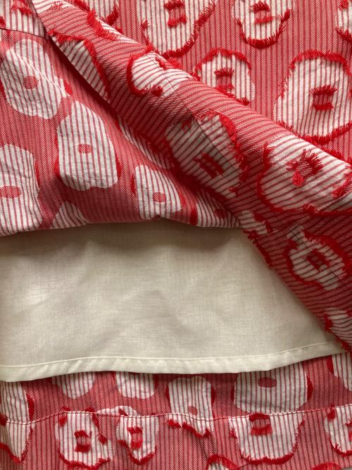 bulle de savon（ビュル デ サボン）bulle de savon (ビュル デ サボン) hana×stripe V neck ワンピース レッド サイズ:SIZE Freeの古着・服飾アイテム