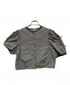 CHILD WOMANチャイルドウーマン）の古着「リボン刺繍ボリューム袖ブラウス」｜ブラック