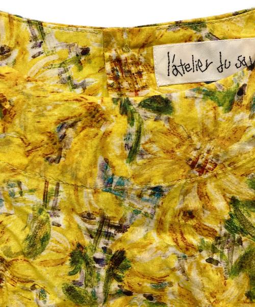 l'atelier du savon（アトリエドゥサボン）l'atelier du savon (アトリエドゥサボン) ひまわりチェックプリント 袖ひらひらブラウス イエロー サイズ:SIZE Fの古着・服飾アイテム