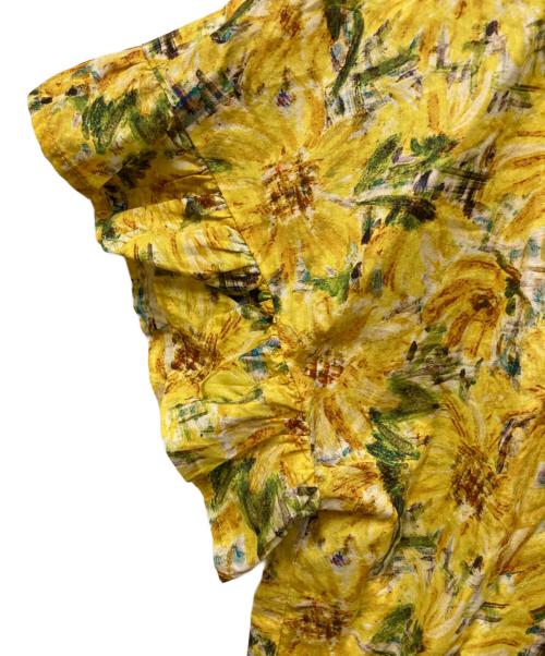 l'atelier du savon（アトリエドゥサボン）l'atelier du savon (アトリエドゥサボン) ひまわりチェックプリント 袖ひらひらブラウス イエロー サイズ:SIZE Fの古着・服飾アイテム