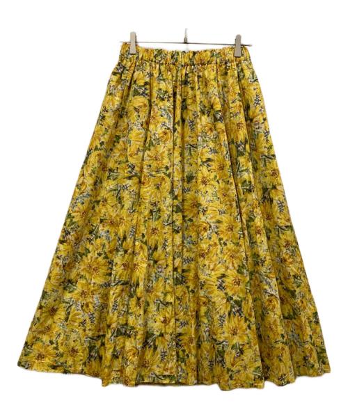 l'atelier du savon（アトリエドゥサボン）l'atelier du savon (アトリエドゥサボン) ひまわりチェックプリント ギャザーフレアスカート イエロー サイズ:SIZE Fの古着・服飾アイテム