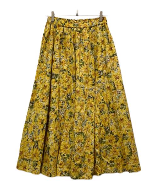 l'atelier du savon（アトリエドゥサボン）l'atelier du savon (アトリエドゥサボン) ひまわりチェックプリント ギャザーフレアスカート イエロー サイズ:SIZE Fの古着・服飾アイテム