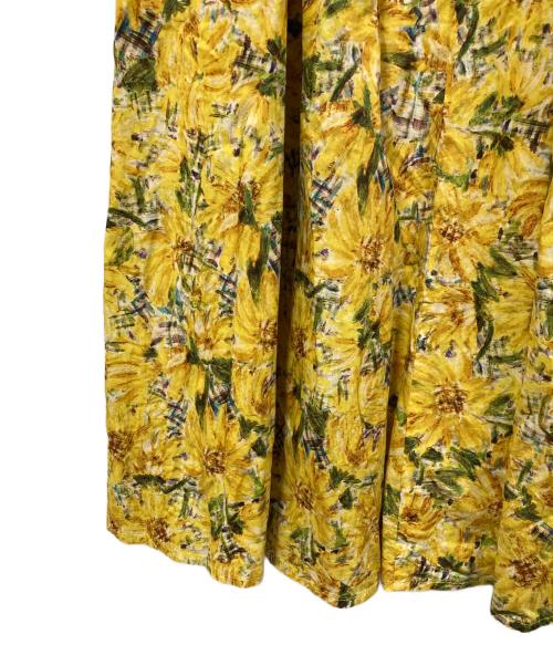 l'atelier du savon（アトリエドゥサボン）l'atelier du savon (アトリエドゥサボン) ひまわりチェックプリント ギャザーフレアスカート イエロー サイズ:SIZE Fの古着・服飾アイテム