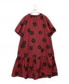 bulle de savonビュル デ サボン）の古着「おおきなはなチェックワンピース」｜レッド