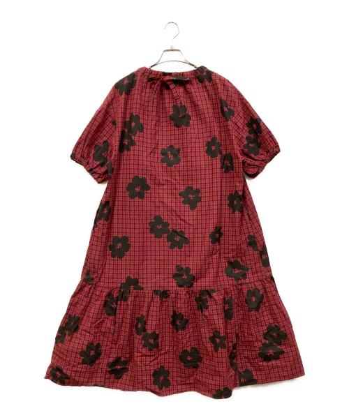 bulle de savon（ビュル デ サボン）bulle de savon (ビュル デ サボン) おおきなはなチェックワンピース レッド サイズ:SIZE Freeの古着・服飾アイテム