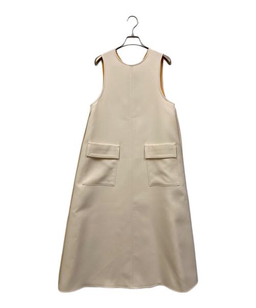 LANVIN en Bleu（ランバンオンブルー）LANVIN en Bleu (ランバンオンブルー) トリプルクロスフレアジャンスカワンピース ベージュ サイズ:SIZE 38の古着・服飾アイテム