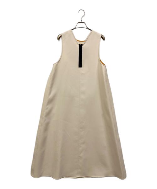 LANVIN en Bleu（ランバンオンブルー）LANVIN en Bleu (ランバンオンブルー) トリプルクロスフレアジャンスカワンピース ベージュ サイズ:SIZE 38の古着・服飾アイテム