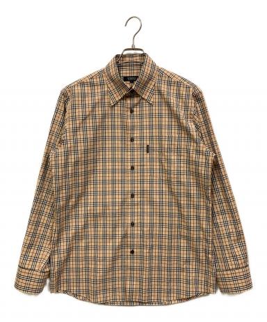 バーバリーブラックレーベル ノバチェック シャツジャケット ベージュ メンズ 中古・古着通販】BURBERRY BLACK LABEL (バーバリーブラックレーベル