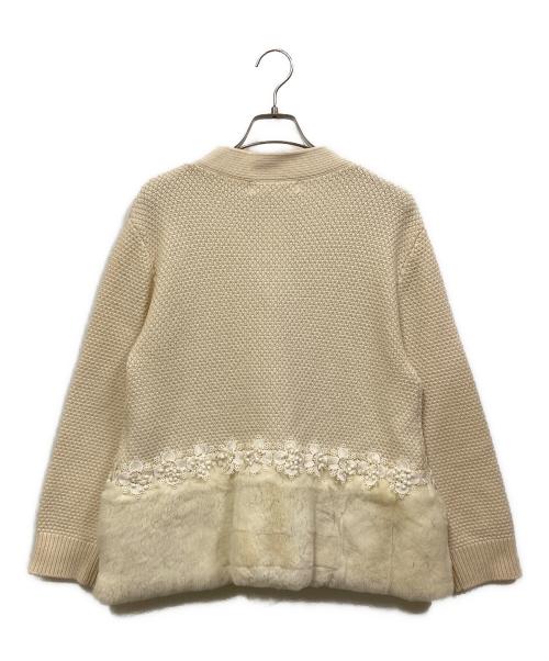 Super Beauty（スーパービューティ）Super Beauty (スーパービューティ) ファー切替ビジューボタンカーディガン アイボリー サイズ:SIZE 40の古着・服飾アイテム