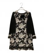 Super Beautyスーパービューティ）の古着「花柄ニットワンピース」｜ブラック