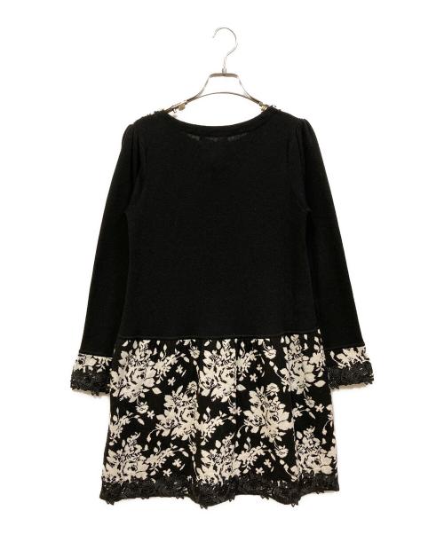 Super Beauty（スーパービューティ）Super Beauty (スーパービューティ) 花柄ニットワンピース ブラック サイズ:SIZE 42 未使用品の古着・服飾アイテム