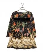 Super Beautyスーパービューティ）の古着「花柄ワンピース」｜ブラック