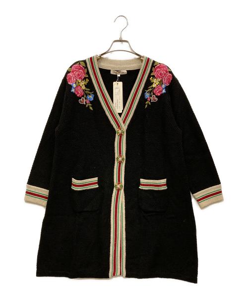 Super Beauty（スーパービューティ）Super Beauty (スーパービューティ) 花柄刺繍ロングカーディガン ブラック サイズ:SIZE 42 未使用品の古着・服飾アイテム