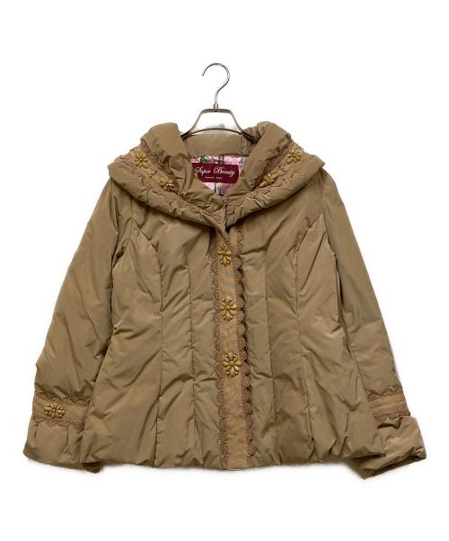 Super Beauty（スーパービューティ）Super Beauty (スーパービューティ) ビジューダウンジャケット ベージュ サイズ:SIZE 42の古着・服飾アイテム