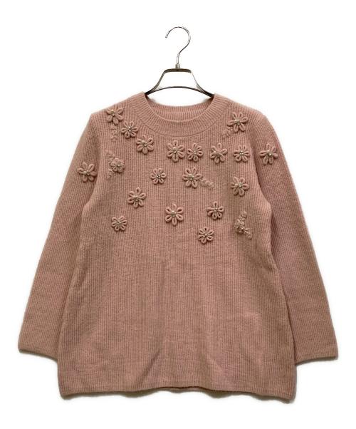 GALLERY VISCONTI（ギャラリービスコンティ）GALLERY VISCONTI (ギャラリービスコンティ) 花モチーフ飾りニット ピンク サイズ:SIZE 2 未使用品の古着・服飾アイテム