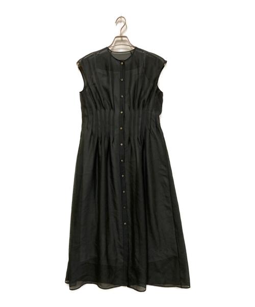 TOMORROW LAND collection（トゥモローランドコレクション）TOMORROW LAND collection (トゥモローランドコレクション) シアーオーガンジーウエストタックワンピース ブラック サイズ:36の古着・服飾アイテム