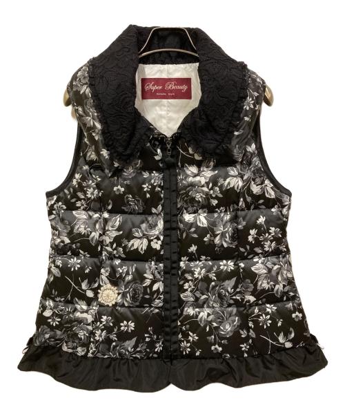 Super Beauty（スーパービューティ）Super Beauty (スーパービューティ) 花柄ダウンベスト ブラック サイズ:40の古着・服飾アイテム