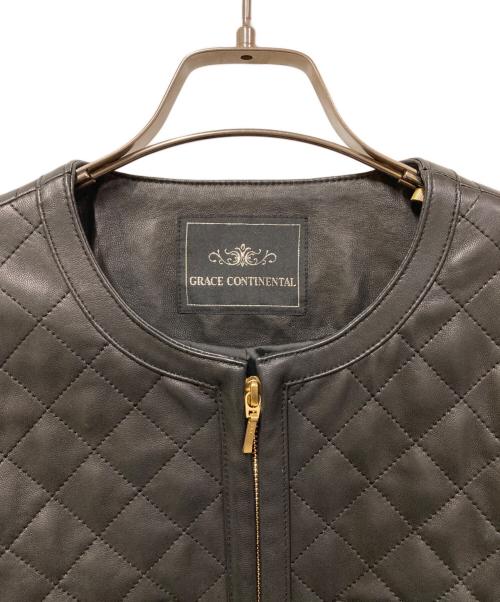 GRACE CONTINENTAL（（グレースコンチネンタル）GRACE CONTINENTAL (（グレースコンチネンタル) ルティング配色レザージャケット ブラック サイズ:SIZE 38の古着・服飾アイテム