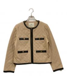 GRACE CONTINENTAL（（グレースコンチネンタル）の古着「金釦キルティング配色レザージャケット」｜ベージュ