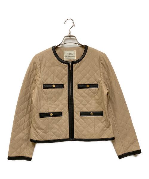 GRACE CONTINENTAL（（グレースコンチネンタル）GRACE CONTINENTAL (（グレースコンチネンタル) 金釦キルティング配色レザージャケット ベージュ サイズ:SIZE 38の古着・服飾アイテム