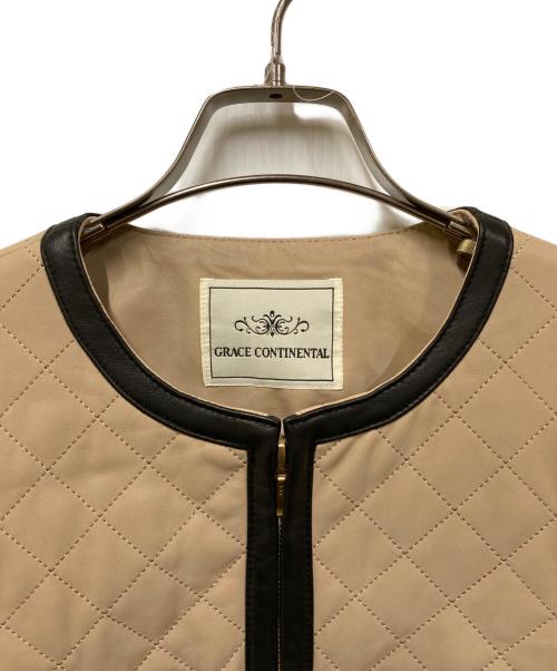 GRACE CONTINENTAL（（グレースコンチネンタル）GRACE CONTINENTAL (（グレースコンチネンタル) 金釦キルティング配色レザージャケット ベージュ サイズ:SIZE 38の古着・服飾アイテム