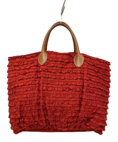 PINK HOUSE（ピンクハウス）PINK HOUSE (ピンクハウス) チュールフリル使いトート レッド サイズ:表記なしの古着・服飾アイテム