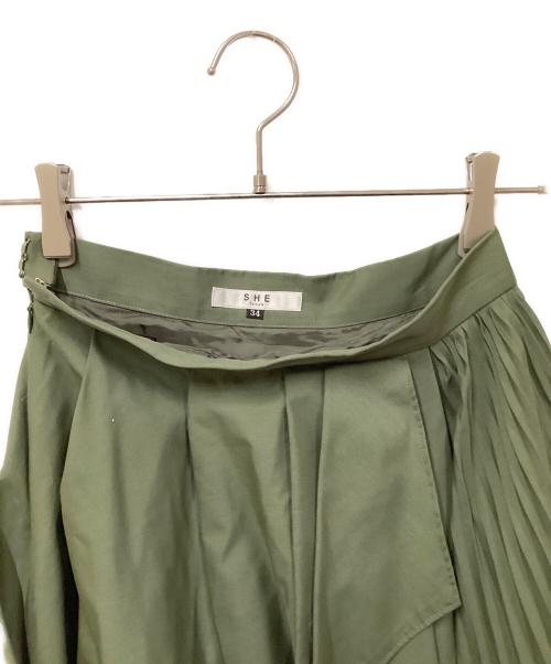 SHE TOKYO（シートーキョー）SHE Tokyo (シートーキョー) ランダムプリーツスカート オリーブ サイズ:SIZE 34の古着・服飾アイテム