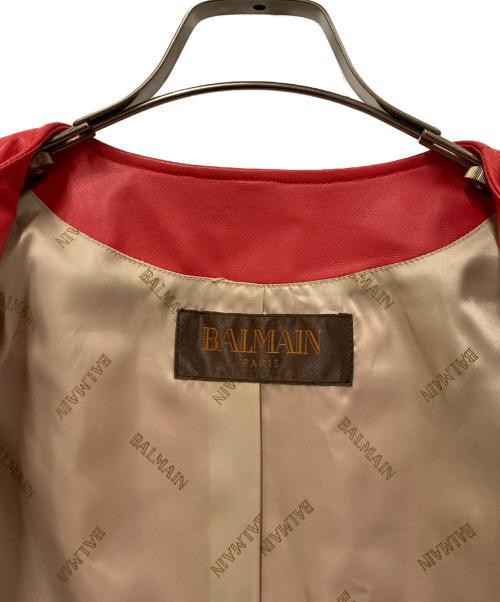 BALMAIN（バルマン）BALMAIN (バルマン) ラムレザーコート レッド サイズ:SIZE 9の古着・服飾アイテム