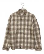 C.P COMPANYシーピーカンパニー）の古着「リネンチェックジップアップシャツ」｜ベージュ