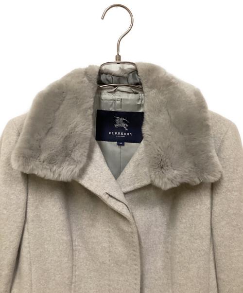 BURBERRY LONDON（バーバリーロンドン）BURBERRY LONDON (バーバリーロンドン) ファー付アンゴラ混コート グレー サイズ:SIZE 40の古着・服飾アイテム