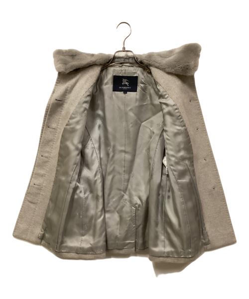 BURBERRY LONDON（バーバリーロンドン）BURBERRY LONDON (バーバリーロンドン) ファー付アンゴラ混コート グレー サイズ:SIZE 40の古着・服飾アイテム