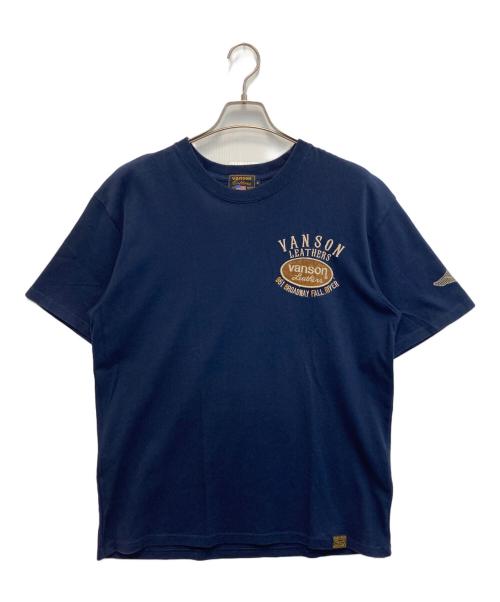 VANSON（バンソン）VANSON (バンソン) ロゴ刺繍Tシャツ ネイビー サイズ:SIZE XLの古着・服飾アイテム