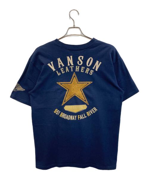 VANSON（バンソン）VANSON (バンソン) ロゴ刺繍Tシャツ ネイビー サイズ:SIZE XLの古着・服飾アイテム