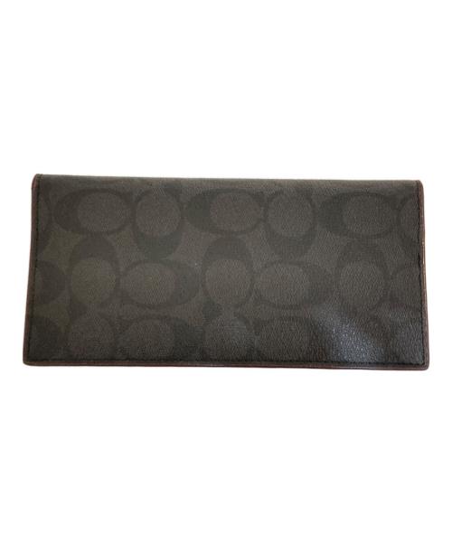 COACH（コーチ）COACH (コーチ) ブレスト ポケット ウォレット シグネチャー キャンバス ブラックの古着・服飾アイテム
