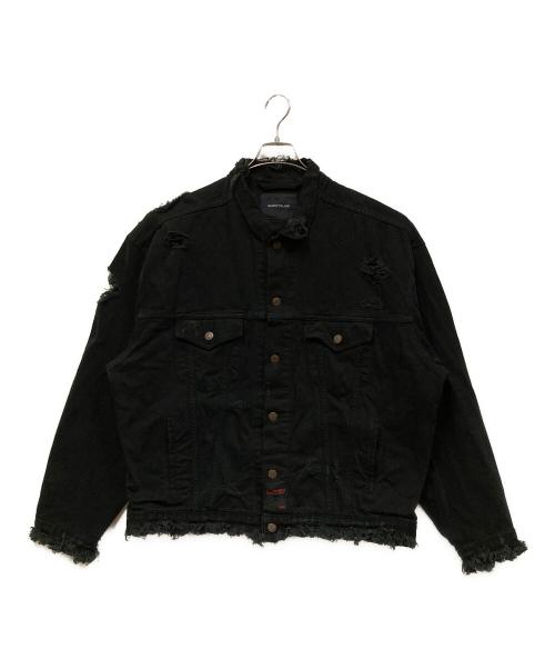 ALMOSTBLACK（オールモストブラック）ALMOSTBLACK (オールモストブラック) ダメージ加工 デニムジャケット ブラック サイズ:SIZE Freeの古着・服飾アイテム