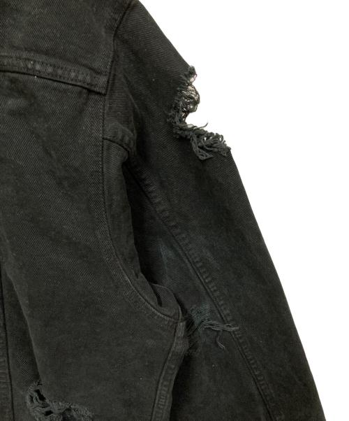 ALMOSTBLACK（オールモストブラック）ALMOSTBLACK (オールモストブラック) ダメージ加工 デニムジャケット ブラック サイズ:SIZE Freeの古着・服飾アイテム