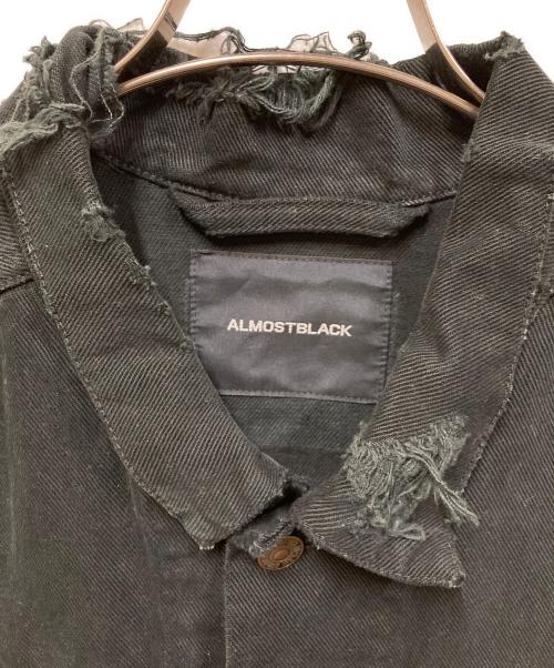 ALMOSTBLACK（オールモストブラック）ALMOSTBLACK (オールモストブラック) ダメージ加工 デニムジャケット ブラック サイズ:SIZE Freeの古着・服飾アイテム