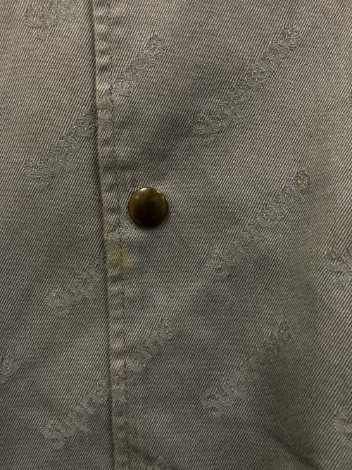 SUPREME（シュプリーム）SUPREME (シュプリーム) Snap Front Jacquard Logos Twill Jacket/スナップフロントジャガードロゴ ジャケット  ブルー サイズ:Lの古着・服飾アイテム