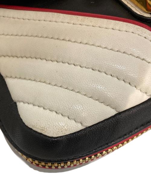 MIU MIU（ミュウミュウ）MIU MIU (ミュウミュウ) NAPPA BIKER COL/バイカー ショルダーバッグ ホワイト×ブラックの古着・服飾アイテム