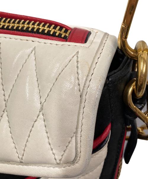 MIU MIU（ミュウミュウ）MIU MIU (ミュウミュウ) NAPPA BIKER COL/バイカー ショルダーバッグ ホワイト×ブラックの古着・服飾アイテム