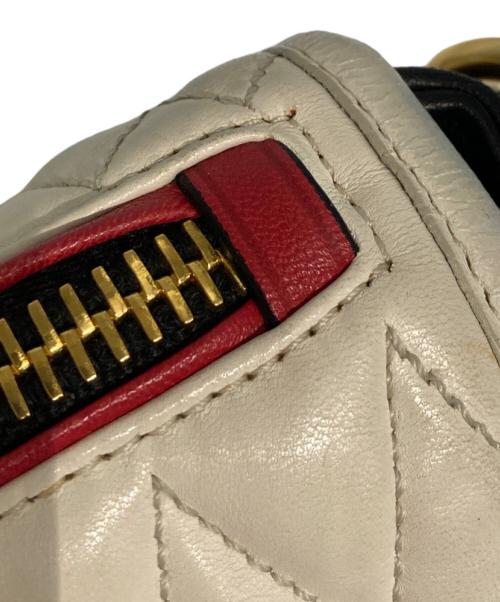 MIU MIU（ミュウミュウ）MIU MIU (ミュウミュウ) NAPPA BIKER COL/バイカー ショルダーバッグ ホワイト×ブラックの古着・服飾アイテム