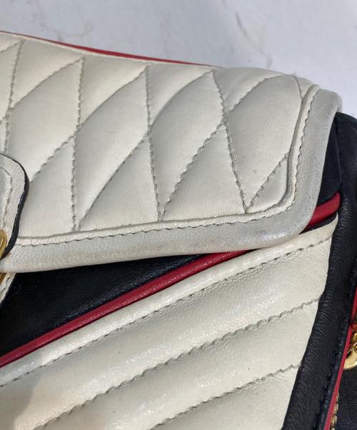 MIU MIU（ミュウミュウ）MIU MIU (ミュウミュウ) NAPPA BIKER COL/バイカー ショルダーバッグ ホワイト×ブラックの古着・服飾アイテム