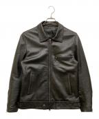 Liugoo Leathersリューグーレザーズ）の古着「シングルラムレザージャケット」｜ブラック