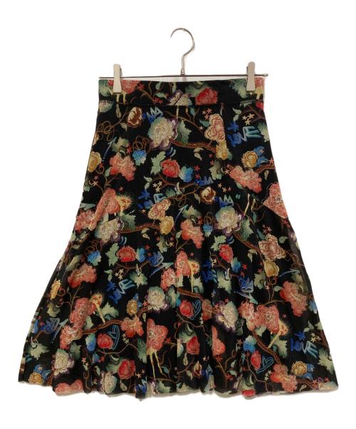 VIVIENNE TAM（ヴィヴィアンタム）VIVIENNE TAM (ヴィヴィアンタム) 花柄スカート ブラック サイズ:SIZE Lの古着・服飾アイテム