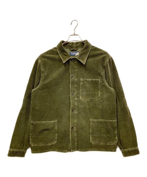 POLO RALPH LAUREN（ポロ・ラルフローレン）POLO RALPH LAUREN (ポロ・ラルフローレン) ダメージ加工コーデュロイ ユーティリティジャケット オリーブ サイズ:SIZE Mの古着・服飾アイテム