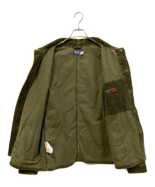 POLO RALPH LAUREN（ポロ・ラルフローレン）POLO RALPH LAUREN (ポロ・ラルフローレン) ダメージ加工コーデュロイ ユーティリティジャケット オリーブ サイズ:SIZE Mの古着・服飾アイテム