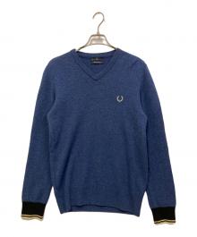 FRED PERRY（フレッドペリー）の古着「Vネックニット」｜ブルー