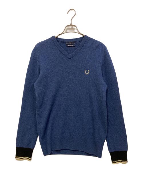 FRED PERRY（フレッドペリー）FRED PERRY (フレッドペリー) Vネックニット ブルー サイズ:38の古着・服飾アイテム