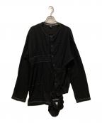 Y'sワイズ）の古着「ウール・コットンステッチカーディガン」｜ブラック
